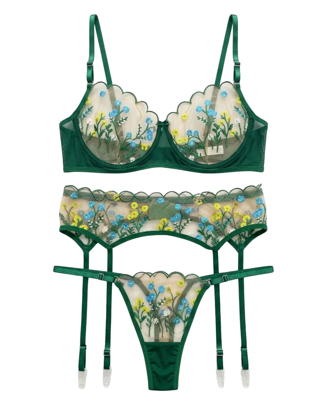 Non Padded Bra Set - Elvoria - Green