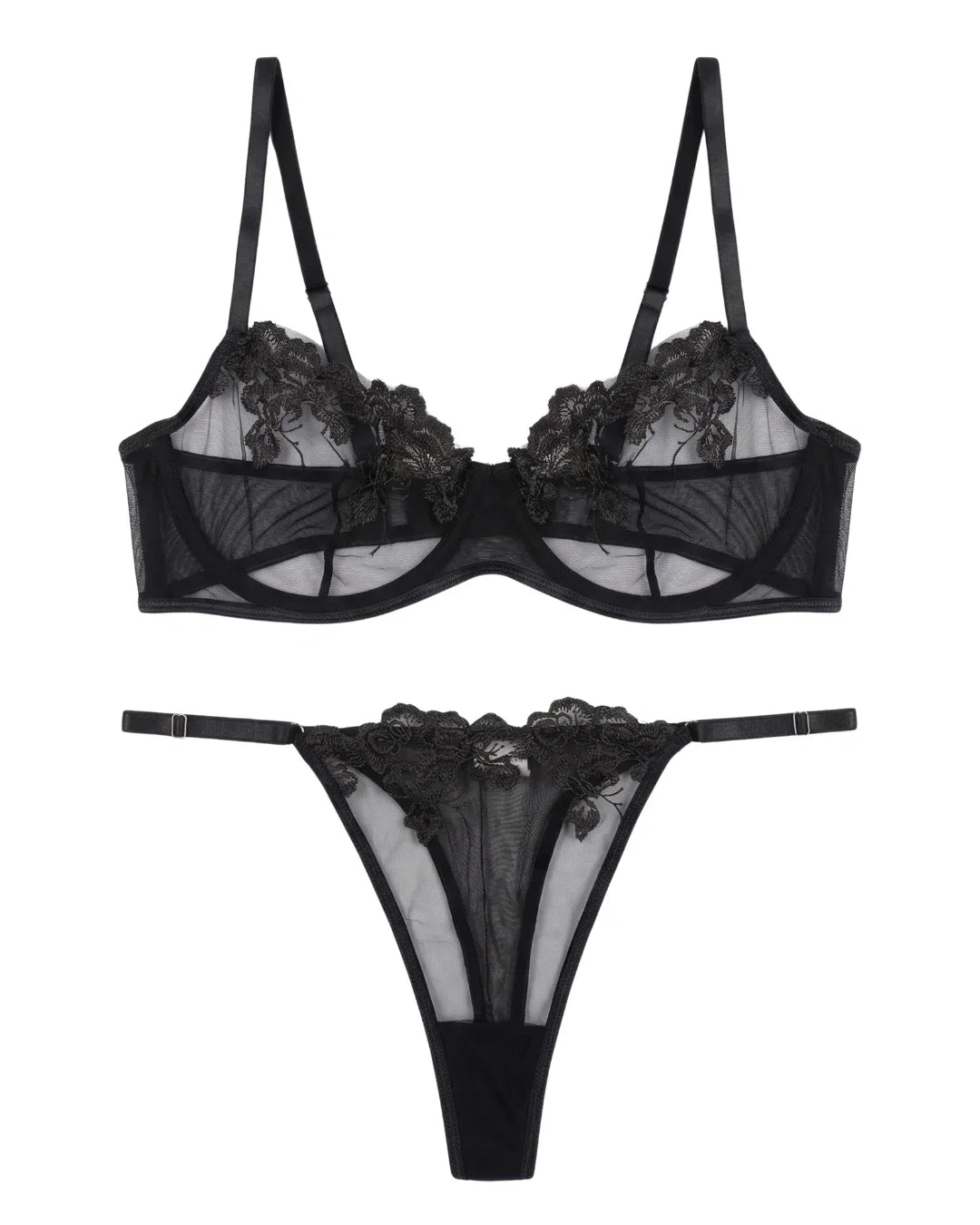Non Padded Bra Set - Noir Whisper - Black