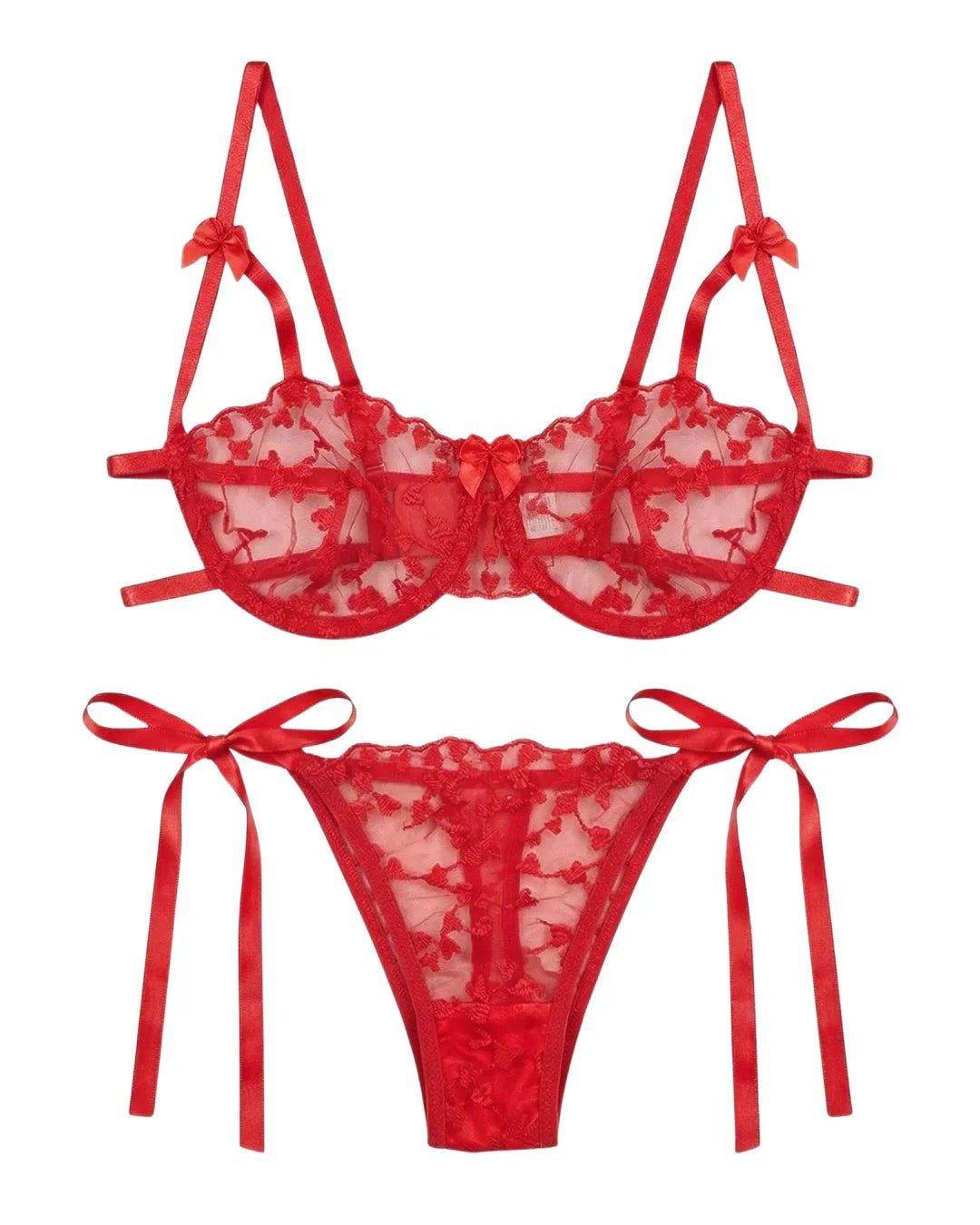 Non Padded Bra Set - Arvessa - Red