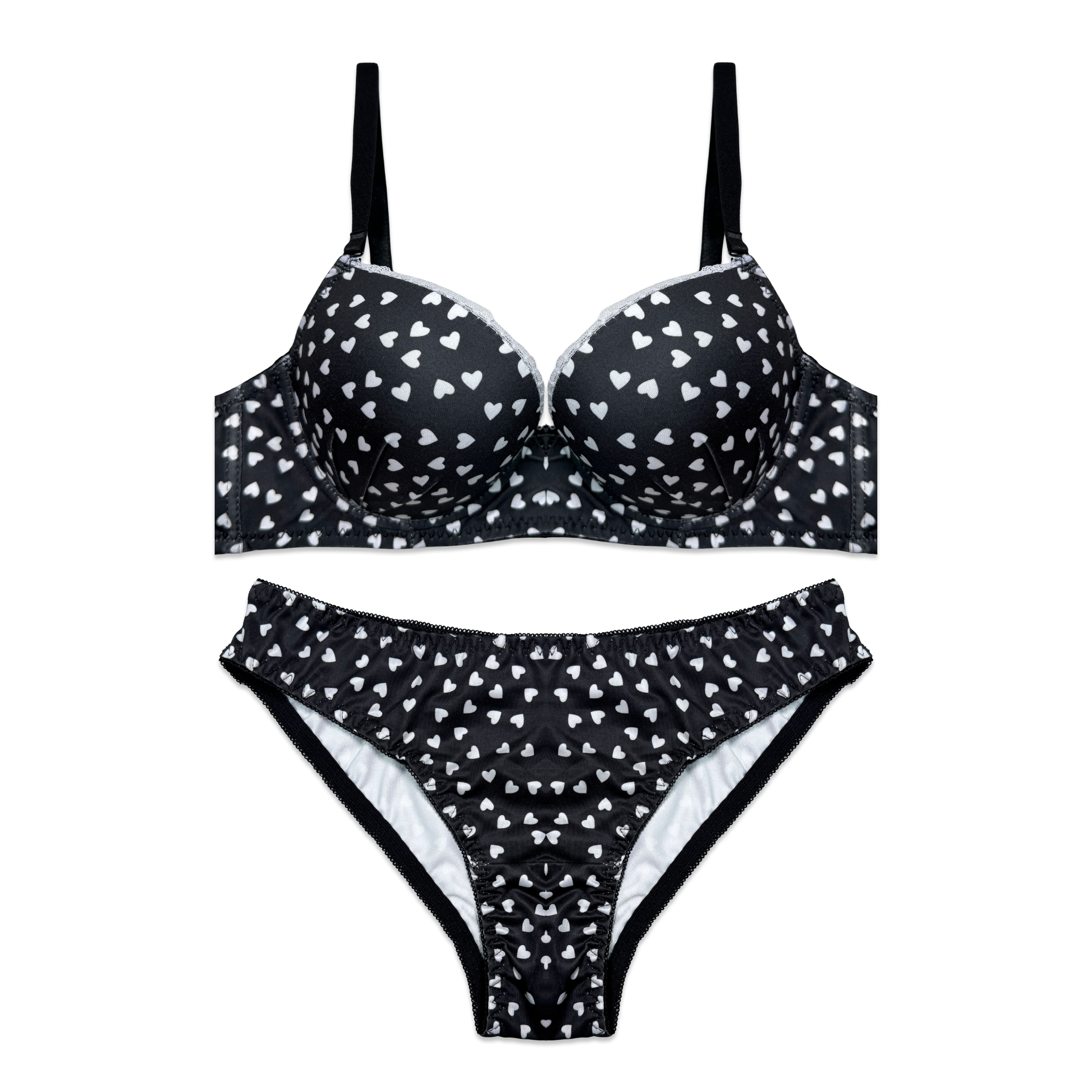 Padded Bra Set - Noir Heart
