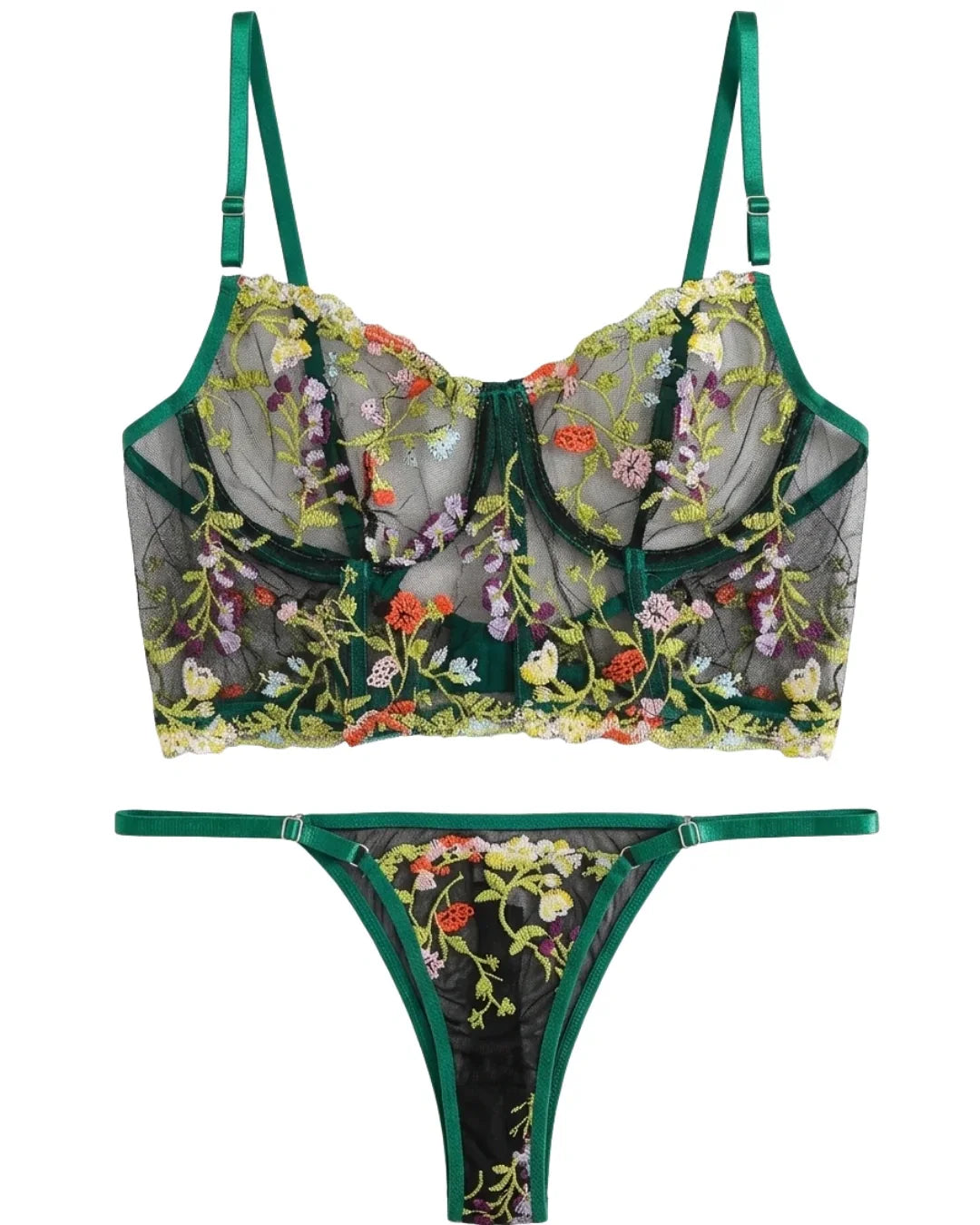 Non Padded Bra Set - Alvyn - Green