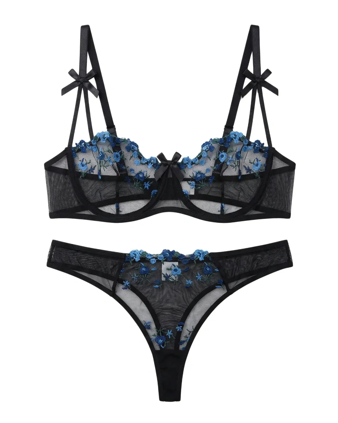 Non Padded Bra Set - Blush Veil - Blue