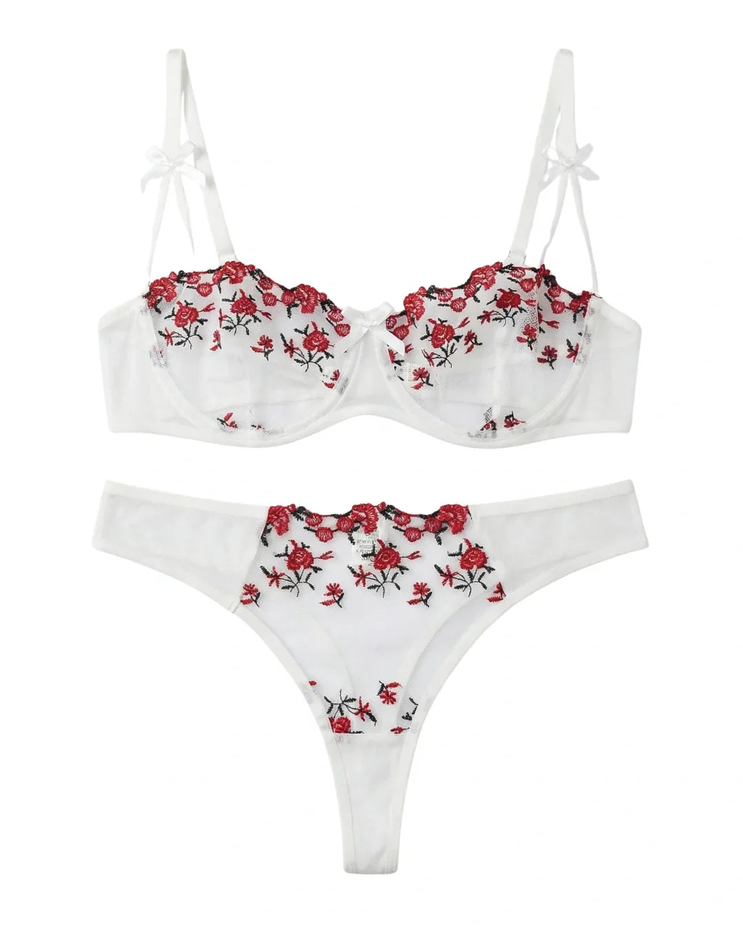 Non Padded Bra Set - Blush Veil - White