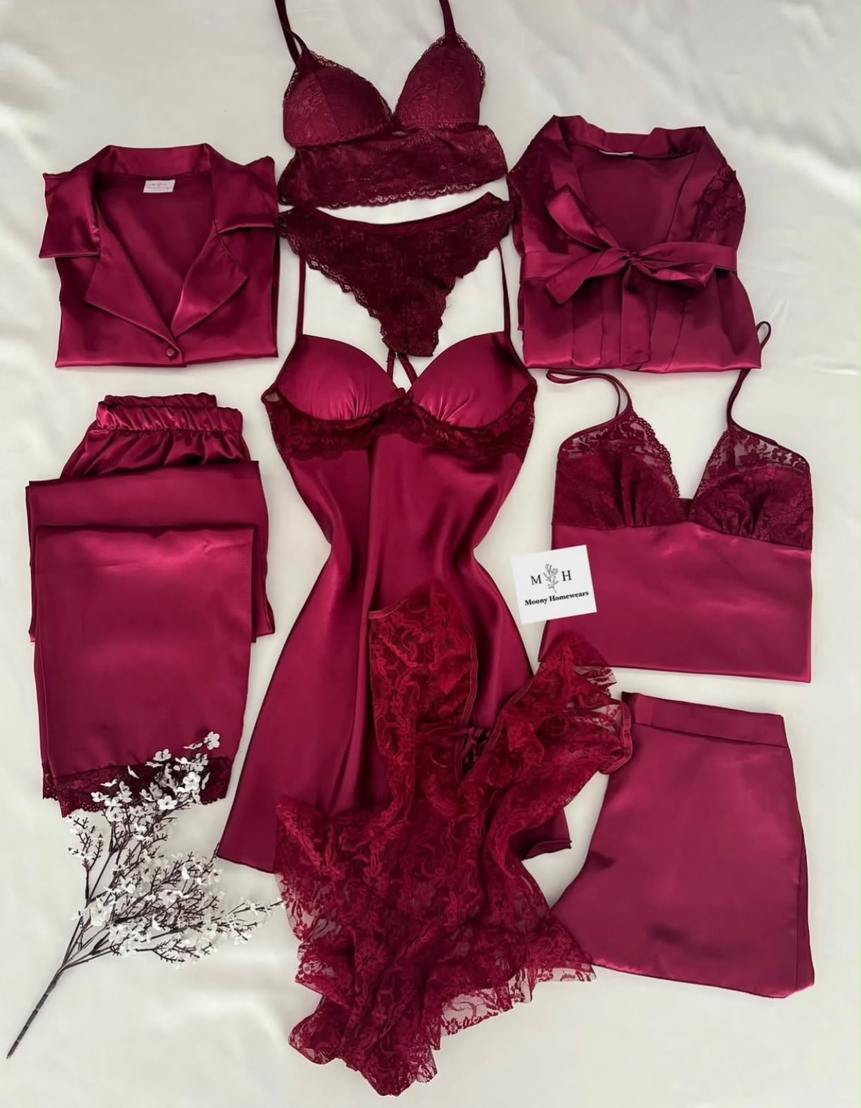 8 pcs bridal nightwear with lingerie