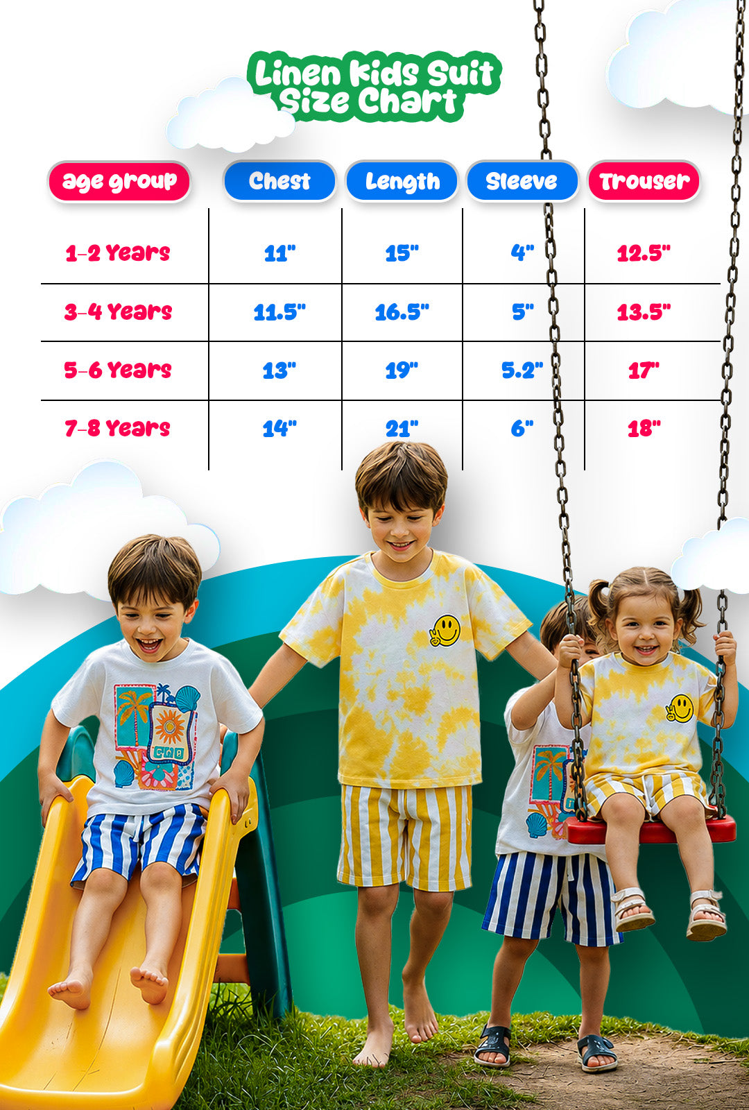 Blue Patels Kids Linen Half Sleeve Tee & Shorts Set