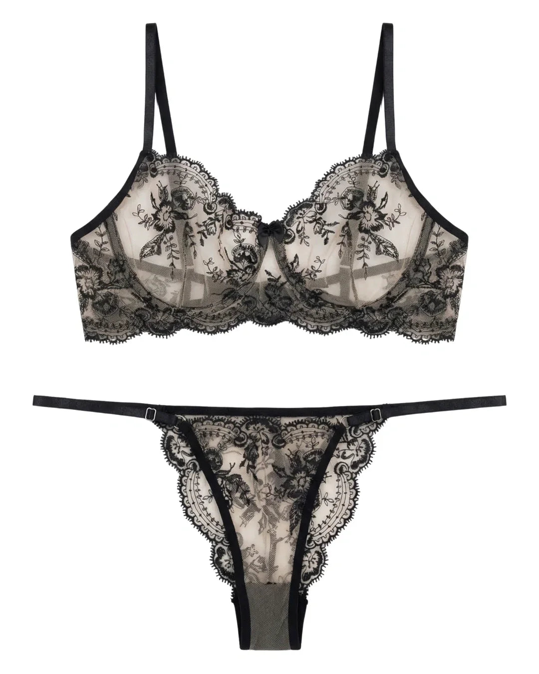 Non Padded Bra Set - Florisse - Black