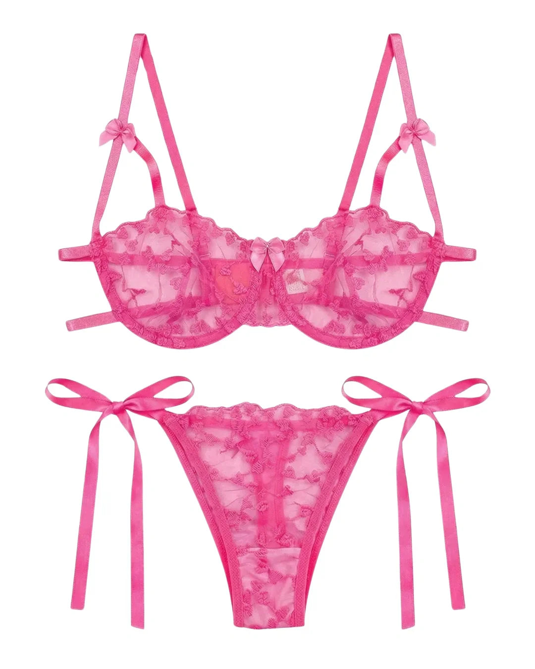 Non Padded Bra Set - Arvessa - Pink