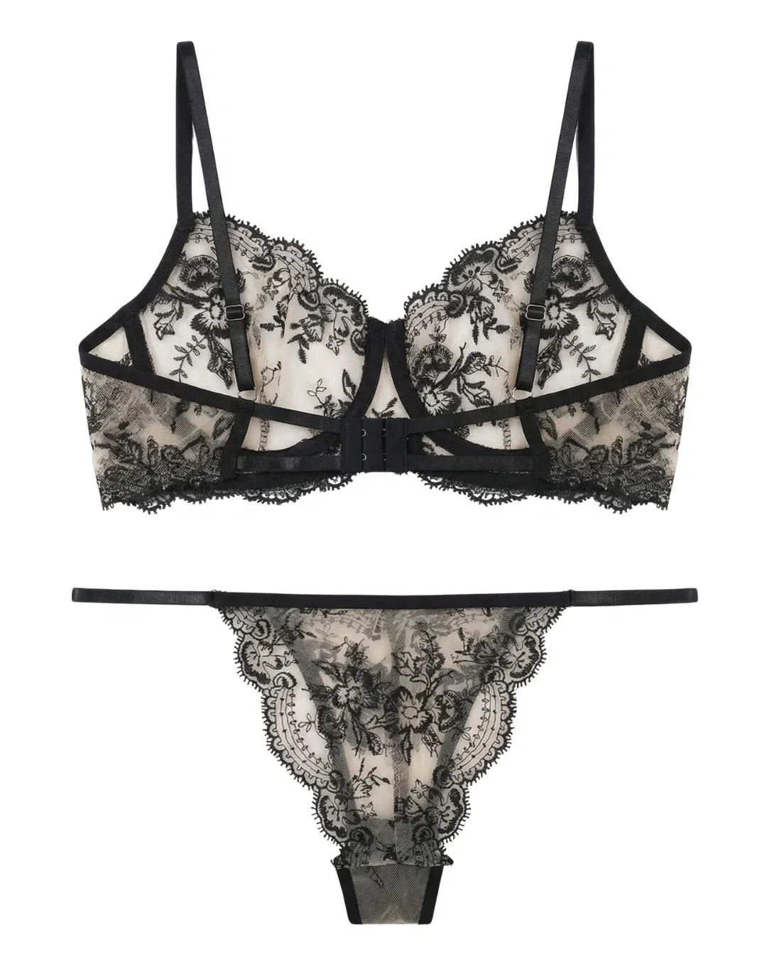 Non Padded Bra Set - Florisse - Black