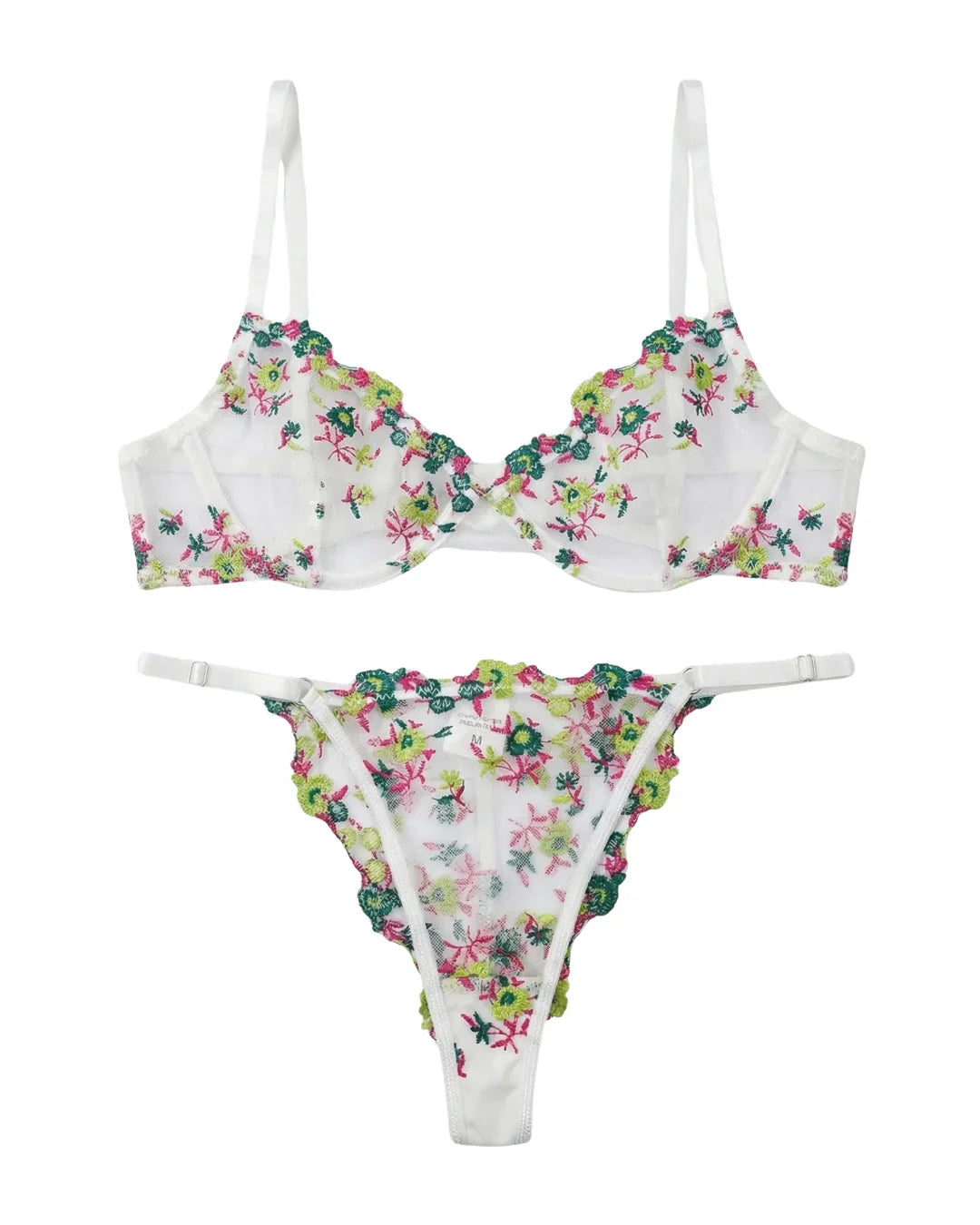 Non Padded Bra Set - Flora Zest - Green