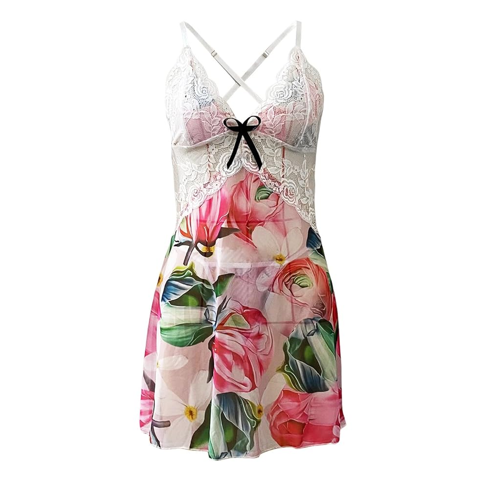 Floral Net Criss Cross Back Nighty