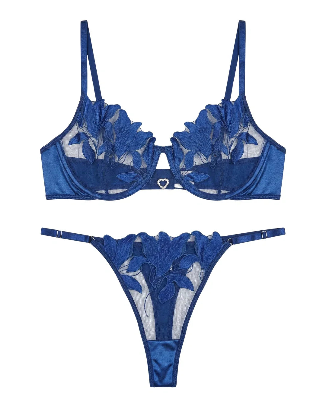 Non Padded Bra Set - Roselle Bloom - Blue