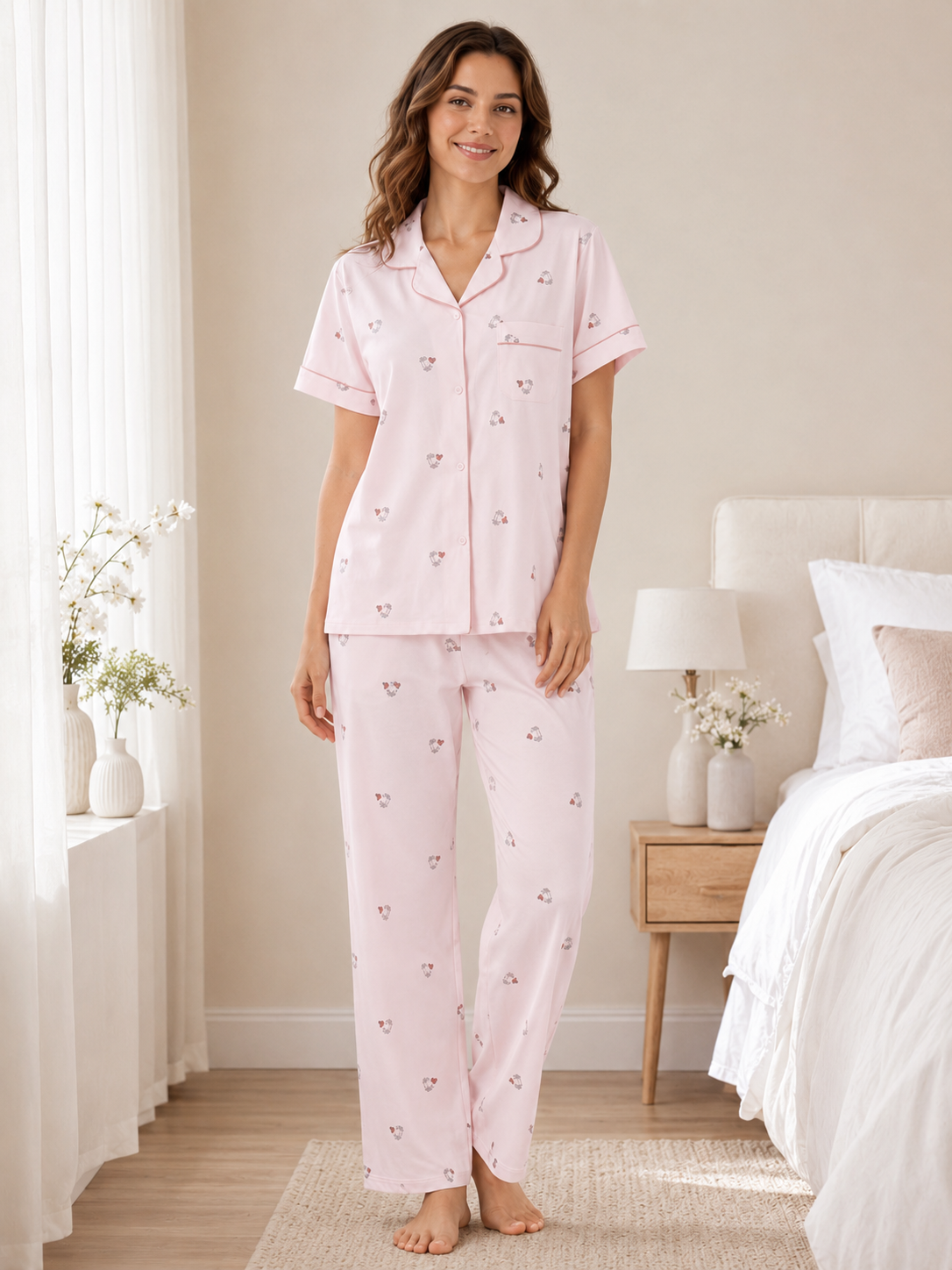 Soft Cotton Breathable Pajama Set(Imported)