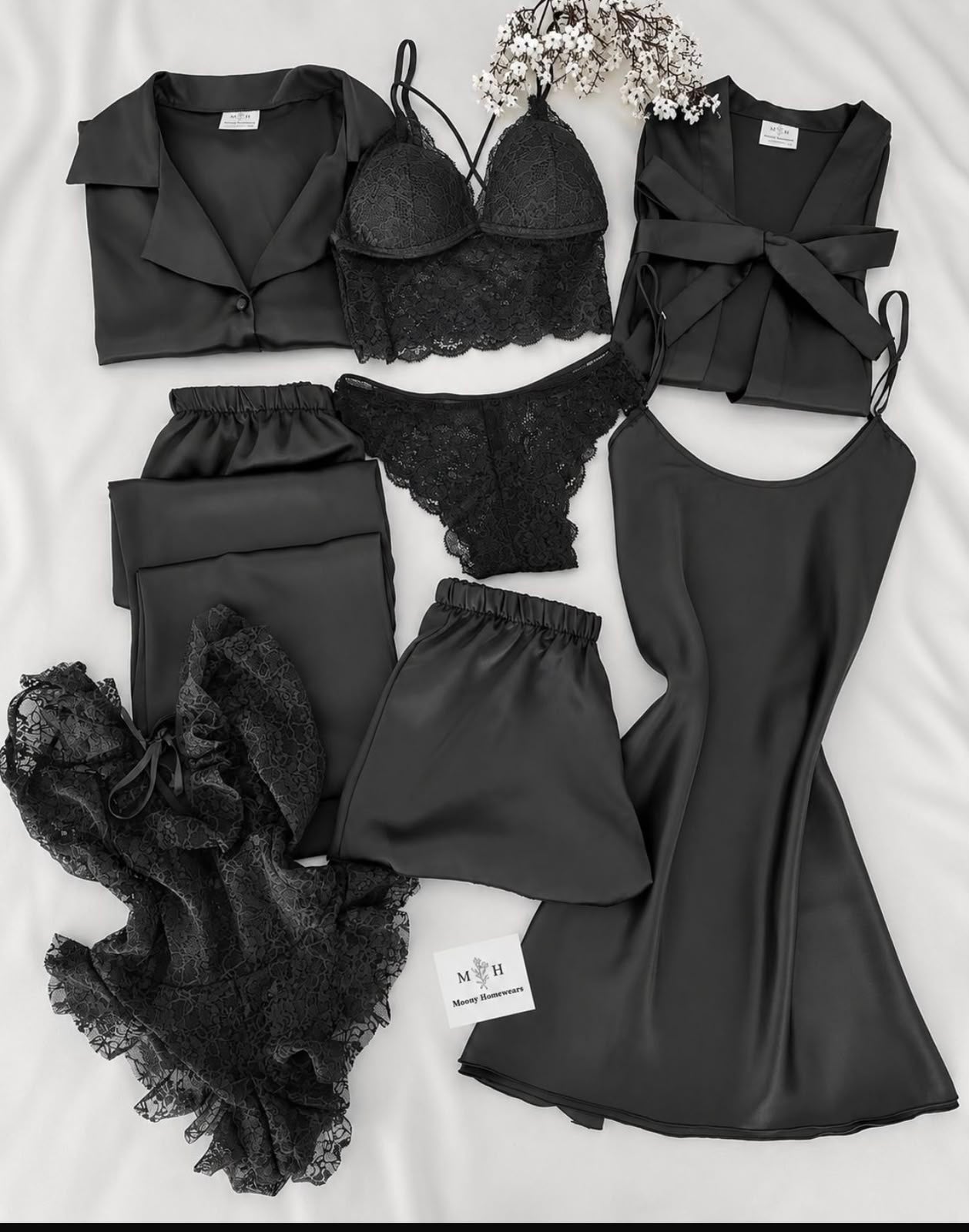 8 pcs bridal nightwear with lingerie