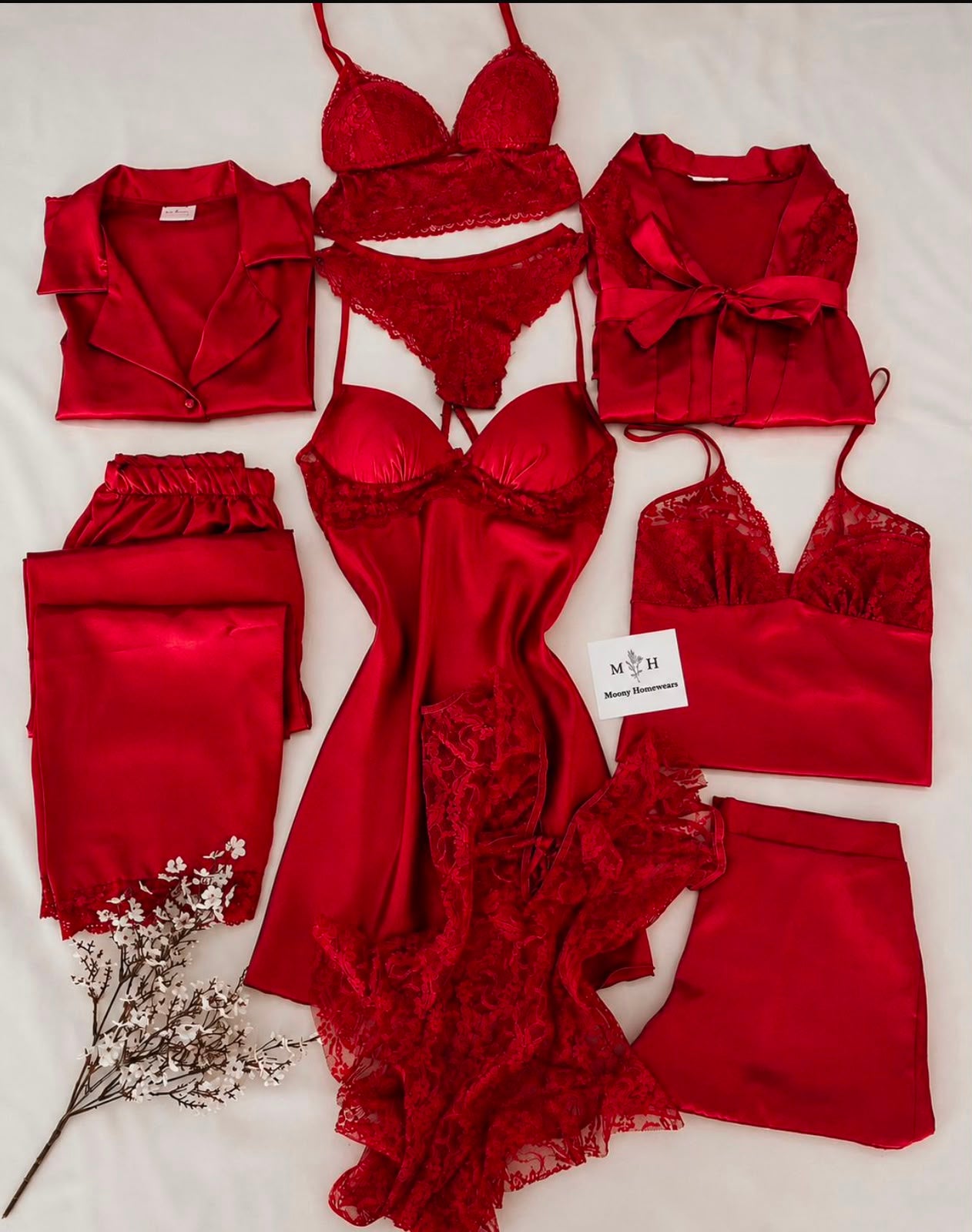 8 pcs bridal nightwear with lingerie